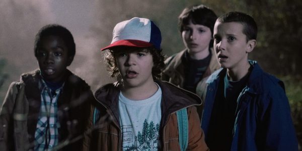 The talented young cast of Stranger Things (L-R) Lucas (Caleb McLaughlin), Dustin (Gaten Matarazzo), Mike (Finn Wolfhard) and Eleven (Millie Bobby Brown)
