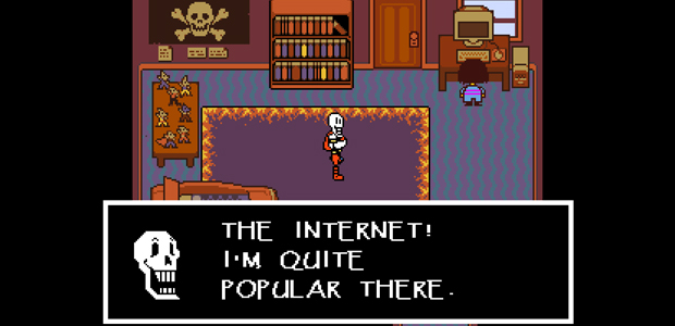 A screenshot of Papyrus saying 'The Internet! I'm quite popular there.'