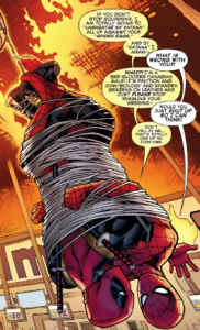 Deadpool threatens to "unsheathe his katana" all over Spider-Man