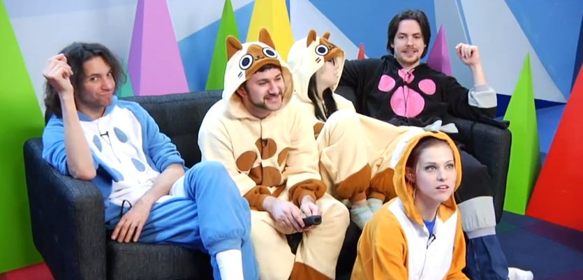 The Game Grumps in Onesies playing wii